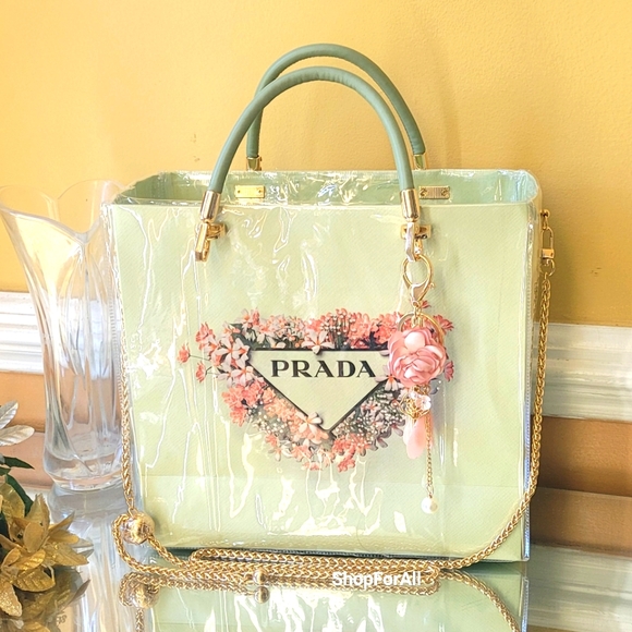 Prada Tote Large Shopping Bag Tote with PVC Cover - Picture 2 of 11